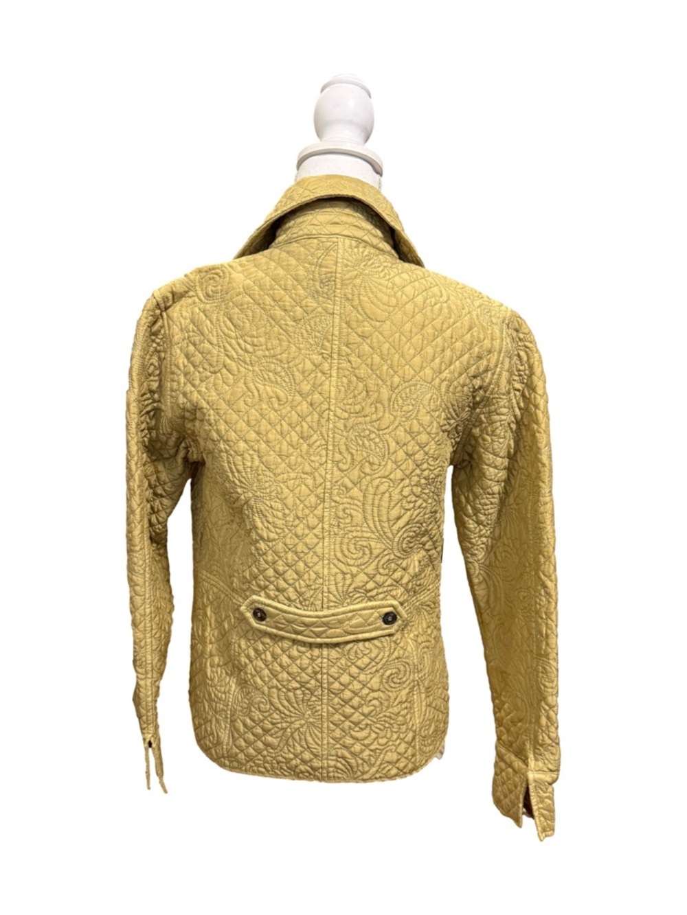 Kiko Silk Quilted Jacket Floral Stitch Gold Lightweight Size S - Picture 3 of 9